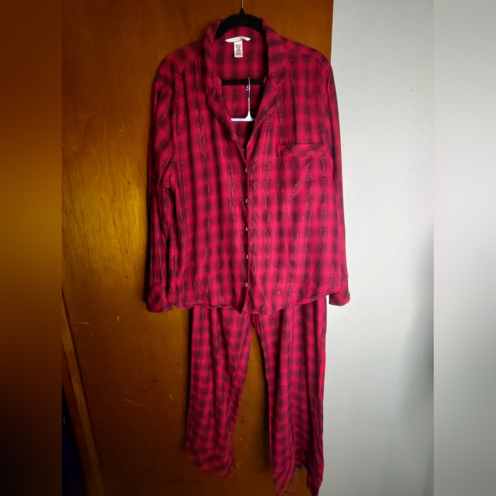 Victoria's Secret Fuchsia Plaid Pajama Set